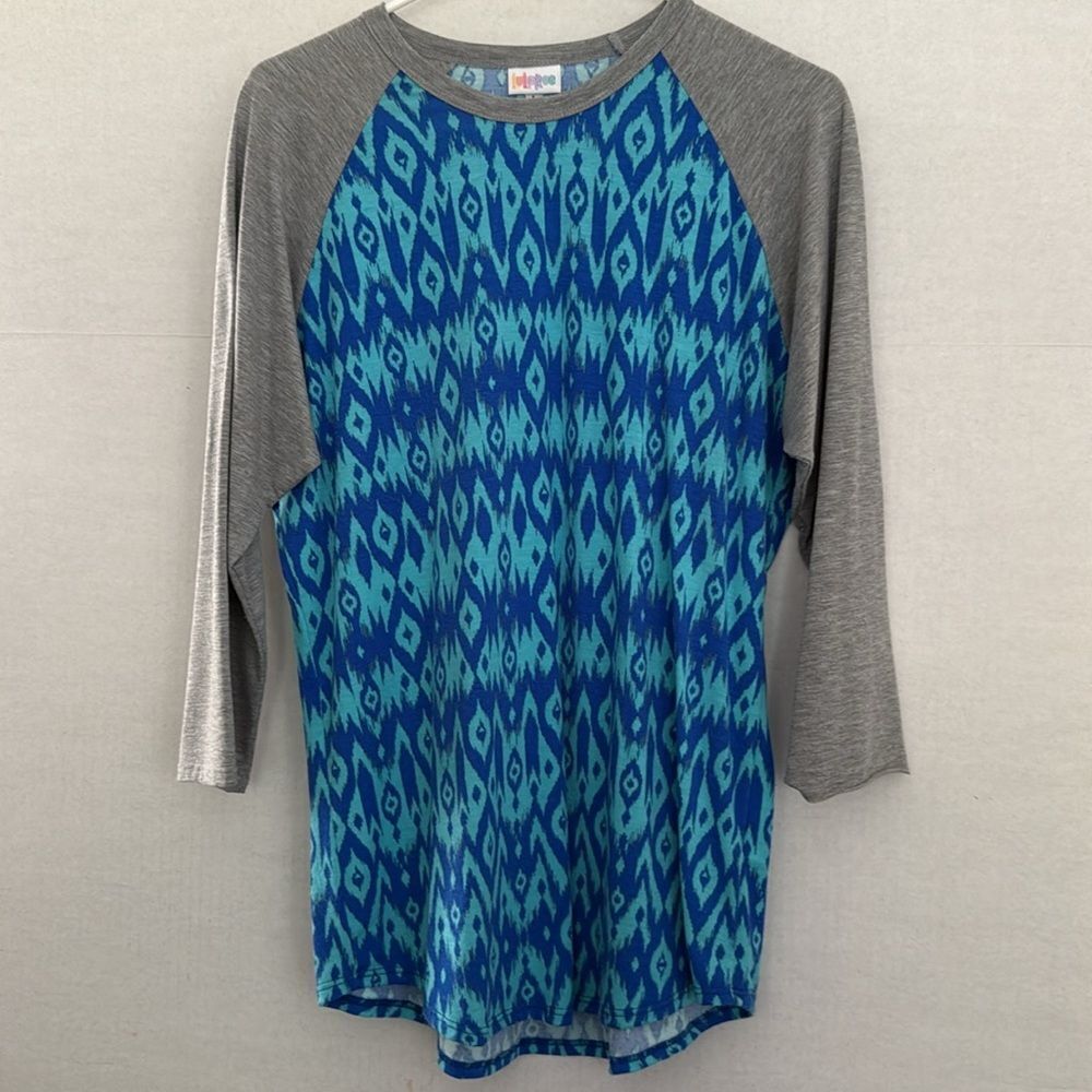 LuLaRoe Randy, large, worn once, 96% polyester, 4% spandex, blue pattern